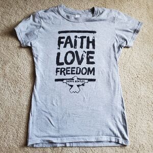 Dierks Bentley concert t-shirt heather gray black FAITH LOVE FREEDOM sz Small